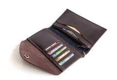 Genuine Leather Jean Mens Cool Long Leather Wallet Men Cards Wallets Bifold for Men