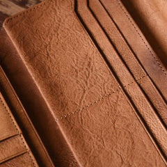 Handmade Leather Mens Cool Long Leather Wallet Trifold Clutch Wallet for Men - iwalletsmen