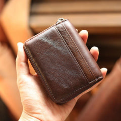Black Leather Mens Card billfold Wallet Zipper Small Card Wallet Card Holders For Men - iwalletsmen