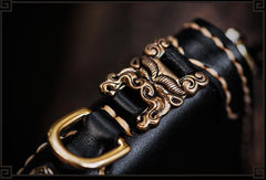 Handmade Leather Tibetan Mens Chain Biker Wallet Cool Leather Wallet Long Clutch Wallets for Men