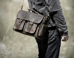 Genuine Leather Mens Cool Messenger Bag Briefcase Work Bag Business Bag for men