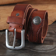 Genuine Leather Punk Rock Biker Trucker Mens Belt Men Black Coffee Belt for Men