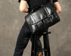 Genuine Leather Mens Cool Messenger Bag Briefcase Work Bag Business Bag for men
