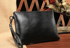 Black Leather Mens Wristlet Wallet Bag Zipper Clutch Wallet For Men - iwalletsmen