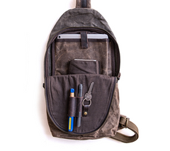 Canvas Leather Mens Cool Chest Bag Sling Bag Crossbody Bag Travel Bag Hiking Bag for men - iwalletsmen