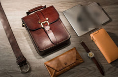 Handmade Leather Mens Cool Messenger Bag Sling Bag Chest Bag Bike Bag Cycling Bag for men - iwalletsmen