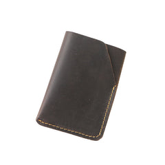 Handmade Dark Brown Leather Mens Card Holder Tan Card Holder Small Card Case For Men - iwalletsmen