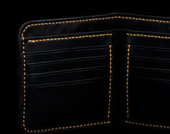 Handmade Leather Chinese Black&White Tooled Mens billfold Wallet Cool Leather Wallet Slim Wallet for Men