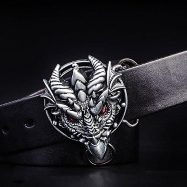 Handmade Genuine Leather Punk Rock Dragon Mens Cool Men Biker Trucker Leather Belt