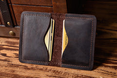 Handmade Leather Mens Cool Wallet Card Slim Wallet Change Coin License Wallet for Men