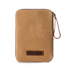 Cool Waxed Canvas Leather Mens Wristlet Bag Work Clutch Zipper Bag for Men - iwalletsmen
