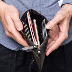 Handmade Leather Mens Chain Biker Wallet Cool Leather Wallet Wrist Wallets for Men - iwalletsmen