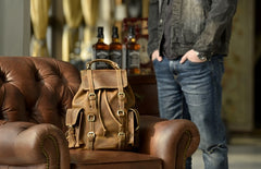 Handmade Leather Mens Cool Backpack Sling Bag Large Travel Bag Hiking Bag for men