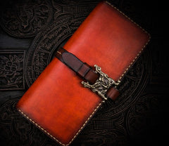 Handmade Leather Men Tooled Cool Leather Wallet Long Phone Wallets for Men