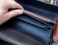 Handmade Leather Biker Wallet Mens Cool Chain Wallet Trucker Wallet with Chain