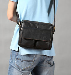 Handmade Leather Mens Cool Shoulder Bag Messenger Bag Chest Bag Bike Bag Cycling Bag for men