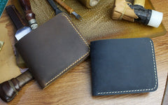 Handmade Leather Mens Cool Slim Leather Wallet Men billfold Wallets Bifold for Men