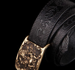 Handmade Genuine Leather Mens Belt Custom Cool Leather Men Black Belt for Men