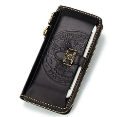 Handmade Leather Mens Chain Biker Wallet Cool Leather Wallet Long Phone Wallets for Men
