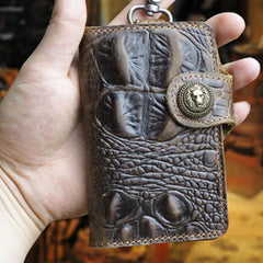 Handmade Leather Floral Mens Cool Key Wallet Wallet Card Holder Small Card Keychain Wallets for Men