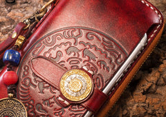 Handmade Leather Mens Chain Biker Wallet Cool Leather Wallet Long Phone Wallets for Men - iwalletsmen