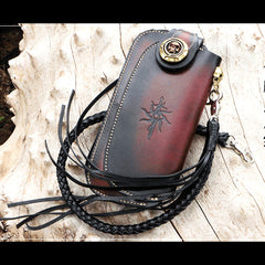 Handmade Mens Cool Leather Chain Wallet Biker Trucker Wallet with Chain