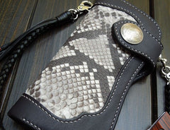 Handmade Leather Biker Wallet Mens Cool Chain Wallet Trucker Wallet with Chain