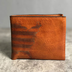 Handmade Leather Mens Cool Slim billfold Leather Wallet Men Small Wallets Bifold for Men