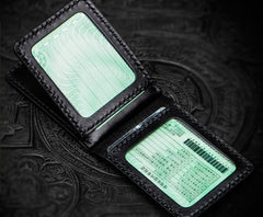 Handmade Leather License Wallet Tooled Mens billfold Wallet Cool Leather Wallet Slim Wallet for Men