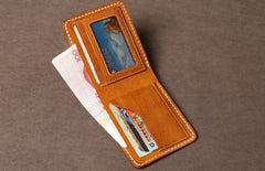 Handmade Leather Mens Cool Slim Leather Wallet Card Wallet Holders Men Small Wallets Bifold for Men