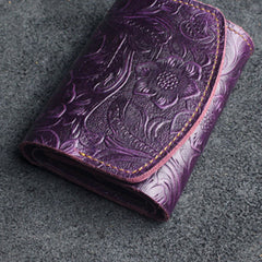 Purple Leather Wallet for Keys wallet car key​ Mens Key Wallet Car Key Wallet Trifold Key Wallet Holder Key Case Wallet