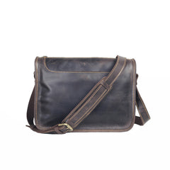 Handmade Dark Coffee Leather Mens 10 inches Courier Bag Brown Messenger Bags Dark Brown Postman Bags For Men - iwalletsmen