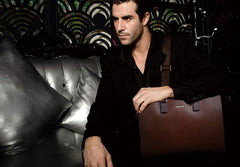 Genuine Leather Mens Cool Messenger Bag Briefcase Work Bag Business Bag Laptop Bag for men