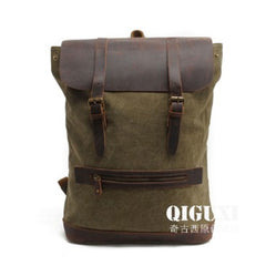 Cool Canvas Leather Mens School Backpack Laptop Backpack Canvas Travel Backpack Canvas for Men - iwalletsmen