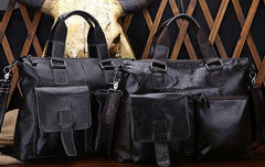 Vintage Leather Mens Briefcase Business Briefcase Cool Work Briefcase For Men - iwalletsmen