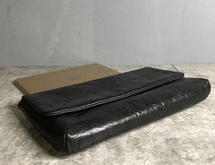 Handmade Leather Mens Clutch Cool Slim Wallet Zipper Clutch Wristlet Wallet for Men