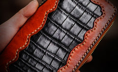 Handmade Leather Mens Chain Biker Wallet Cool Leather Wallet Long Clutch Wallets for Men