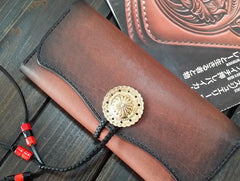 Handmade Leather Mens Clutch Wallet Cool Wallet Long Wallets for Men Women