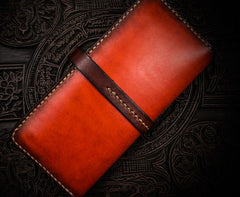 Handmade Leather Men Tooled Cool Leather Wallet Long Phone Wallets for Men