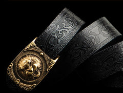 Handmade Genuine Leather Mens Belt Custom Cool Leather Men Black Belt for Men