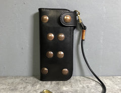 Handmade Leather Biker Wallet Long Mens Cool Chain Wallet Trucker Wallet with Chain