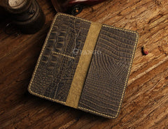 Handmade Leather Alligator Pattern Mens Cool Travel Long Wallet Card Holder Card Slim Clutch Wallets for Men