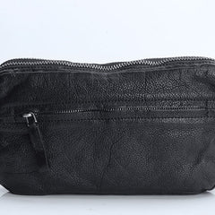 Handmade Leather Mens Cool Long Leather Wallet Zipper Clutch Wristlet Wallet for Men