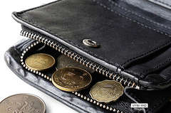 Genuine Leather Mens Cool billfold Leather Wallet Men Small Wallets Bifold for Men
