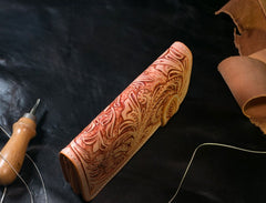 Handmade Mens Cool Tooled Floral Leather Chain Wallet Biker Trucker Wallet with Chain - iwalletsmen