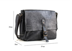 Genuine Leather Mens Cool Messenger Bag iPad Bag Chest Bag Bike Bag Cycling Bag for men
