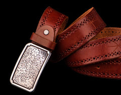 Handmade Genuine Leather Mens Belt Custom Cool Leather Men Black Belt for Men