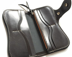 Handmade Leather Biker Wallet Mens Cool Chain Wallet Trucker Wallet with Chain