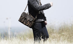 Genuine Leather Mens Cool Messenger Bag Briefcase Work Bag Business Bag for men