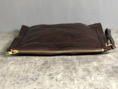 Genuine Leather Mens Clutch Cool Slim Wallet Zipper Clutch Wristlet Wallet for Men